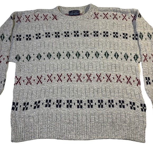 Peconic Bay Traders Vtg Wool Blend Sweater Crew Neck Patterned‎ Knitwear X-Large - Picture 1 of 9